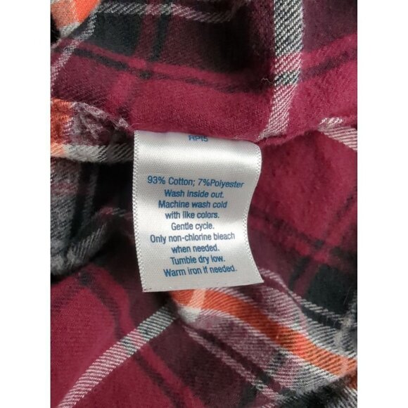 Urban Pipeline Women's Maroon White Plaid Ultimate Flannel Shirt Button up XL - Picture 6 of 7